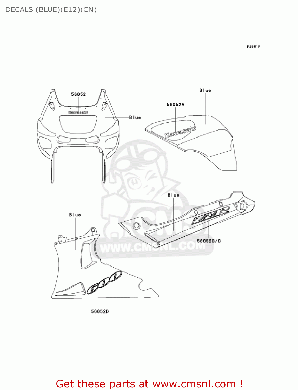 DECALS (BLUE)(E12)(CN) ZX600E12 ZZR600 2004 USA CALIFORNIA CANADA