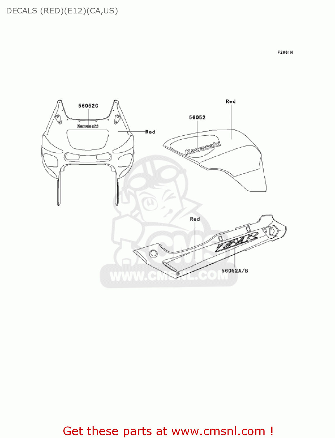 DECALS (RED)(E12)(CA,US) ZX600E12 ZZR600 2004 USA CALIFORNIA CANADA