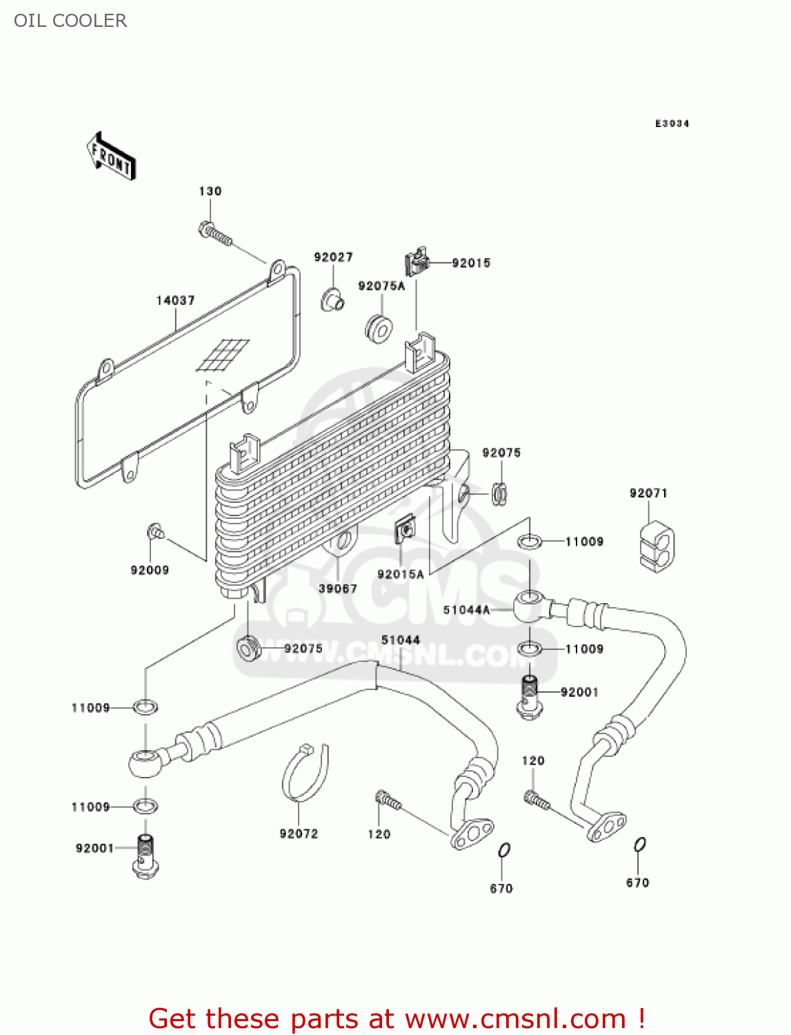 OIL COOLER ZX600E12 ZZR600 2004 USA CALIFORNIA CANADA
