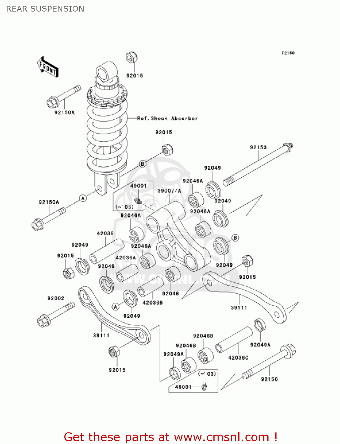 REAR SUSPENSION ZX600E12 ZZR600 2004 USA CALIFORNIA CANADA