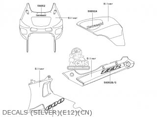 DECALS (SILVER)(E12)(CN) - ZX600E12 ZZR600 2004 USA CALIFORNIA CANADA