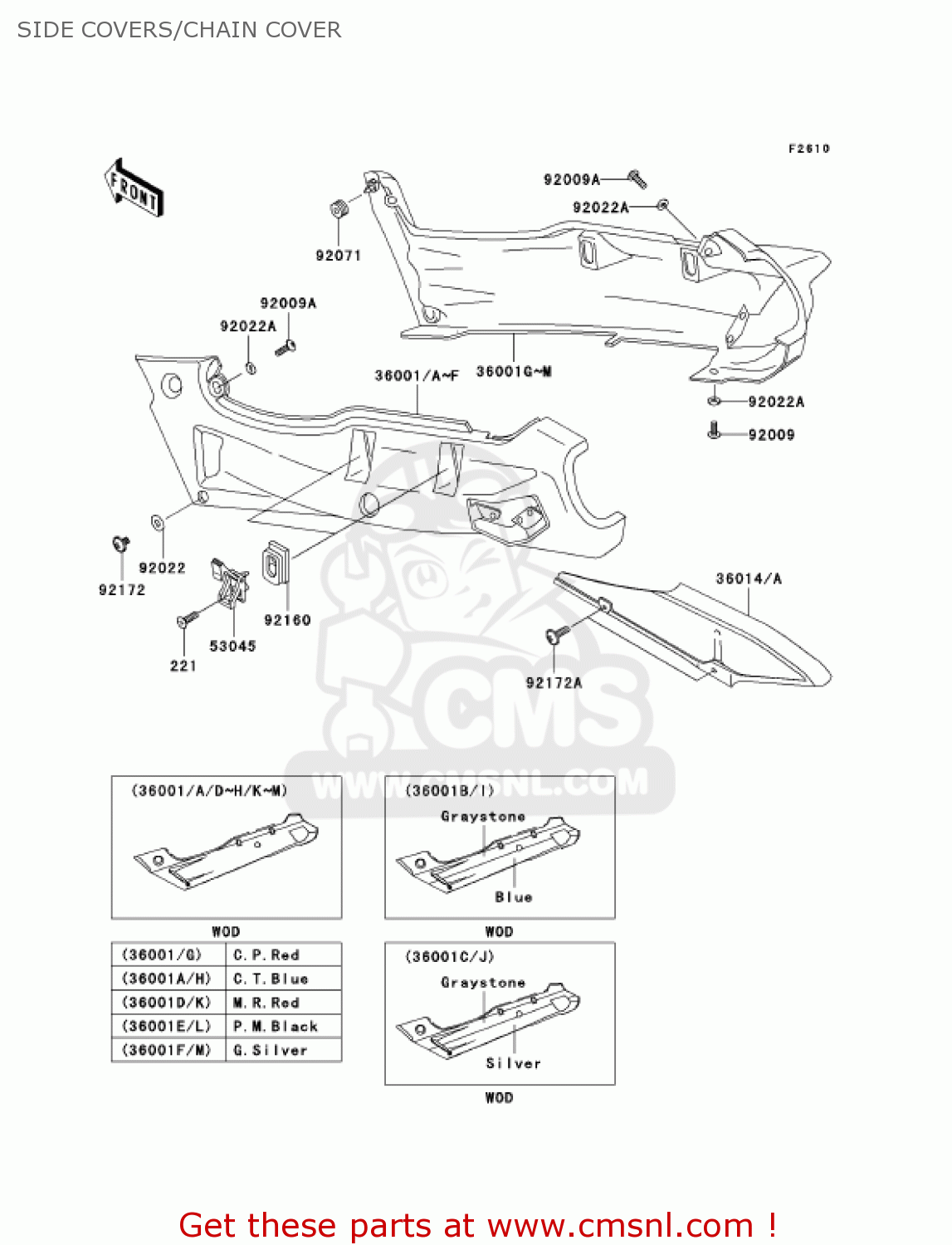 SIDE COVERS/CHAIN COVER ZX600E13 CANADA 2005