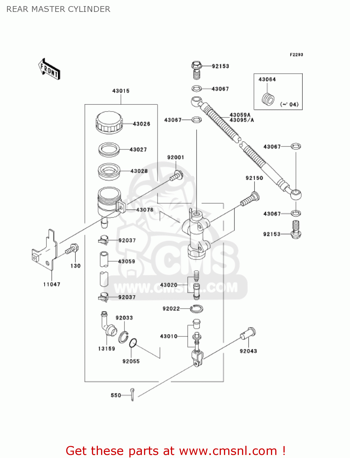 REAR MASTER CYLINDER ZX600E13 CANADA 2005