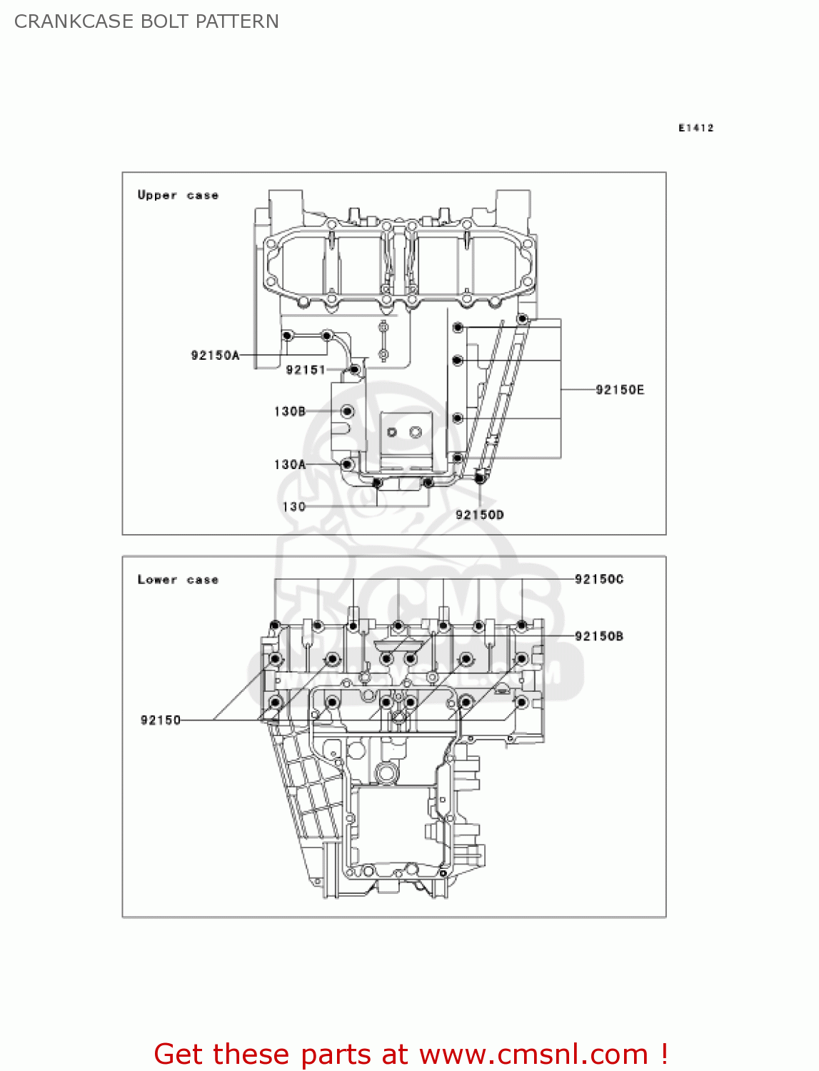 CRANKCASE BOLT PATTERN ZX600E13 CANADA 2005