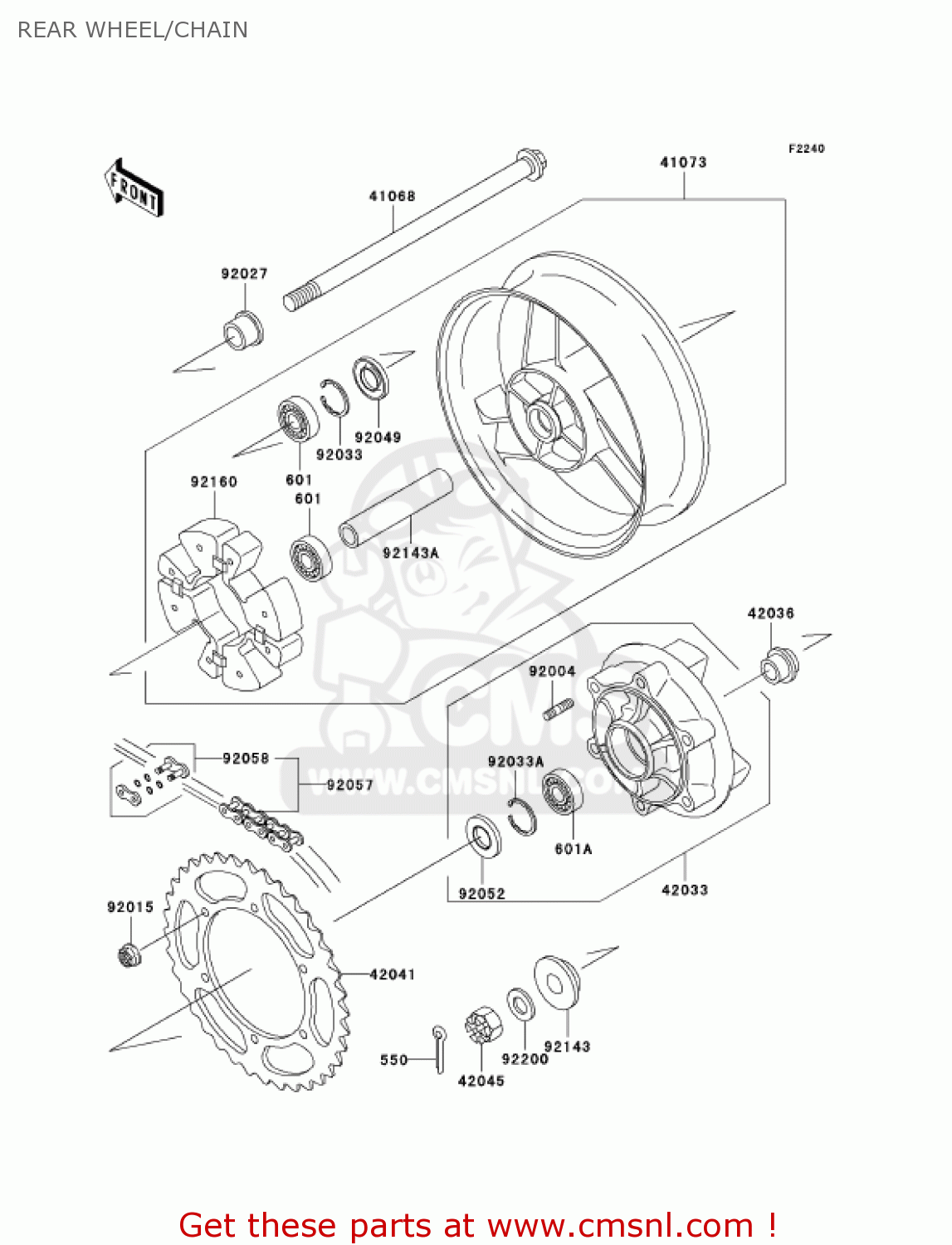 REAR WHEEL/CHAIN ZX600E13 CANADA 2005
