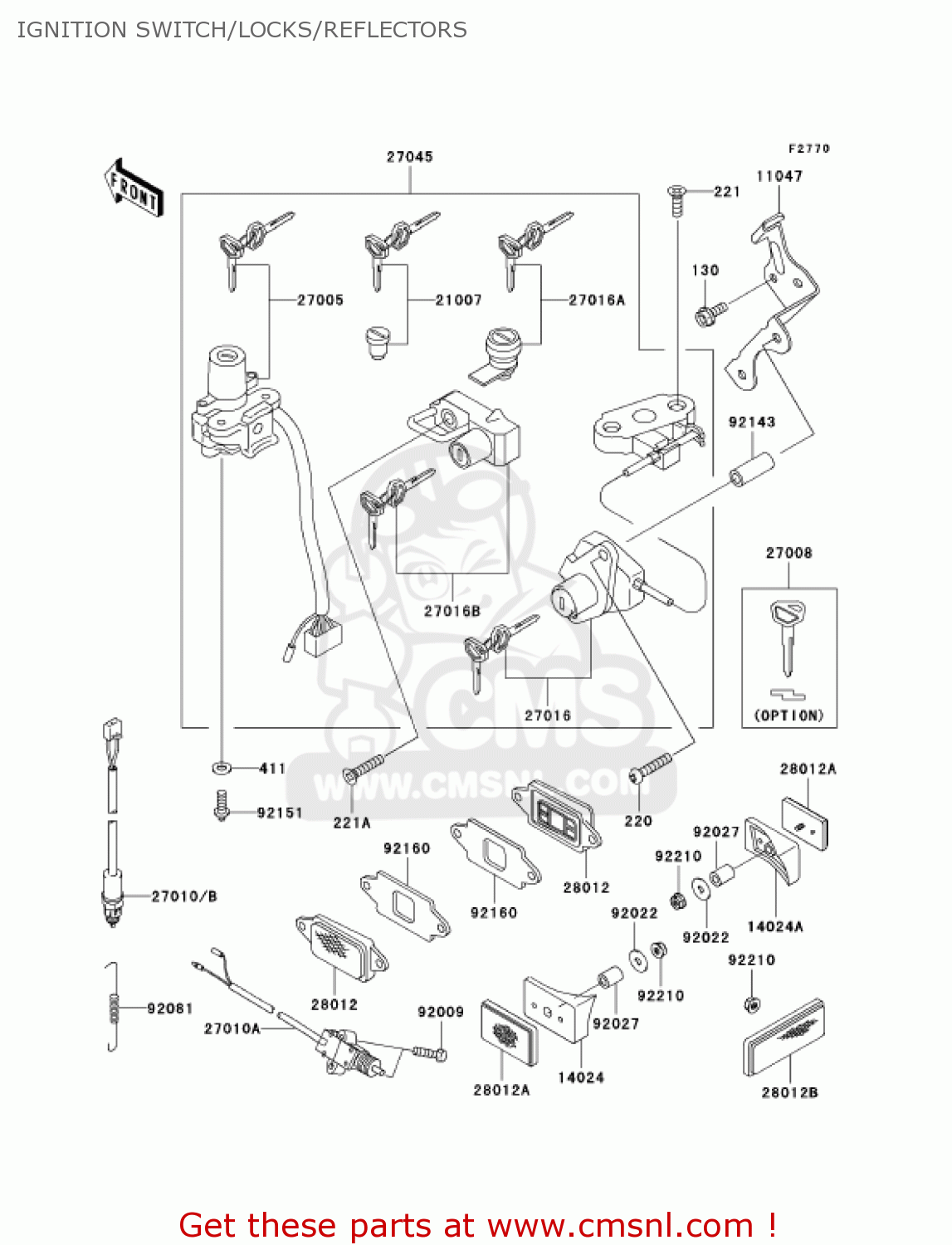 IGNITION SWITCH/LOCKS/REFLECTORS ZX600E13 CANADA 2005