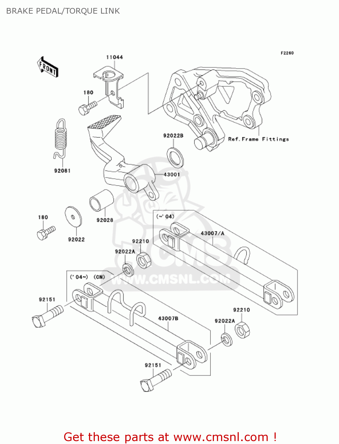 BRAKE PEDAL/TORQUE LINK ZX600E13 CANADA 2005