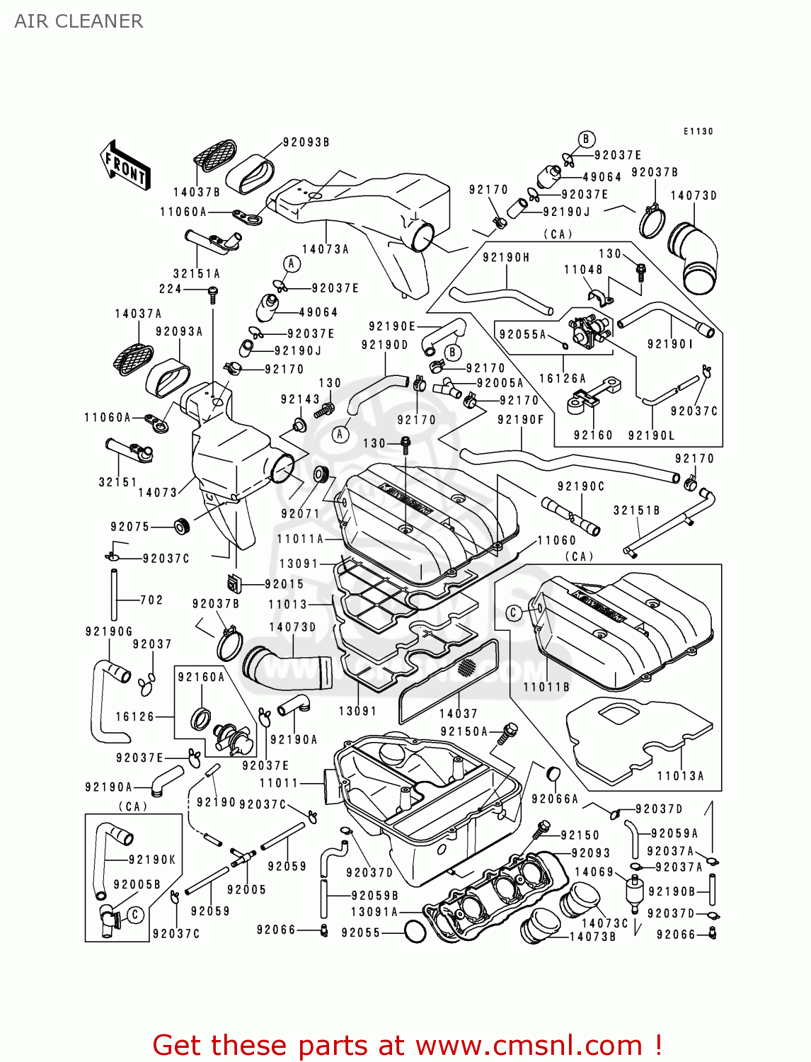 AIR CLEANER ZX600E2 NINJA ZX6 1994 USA CALIFORNIA CANADA