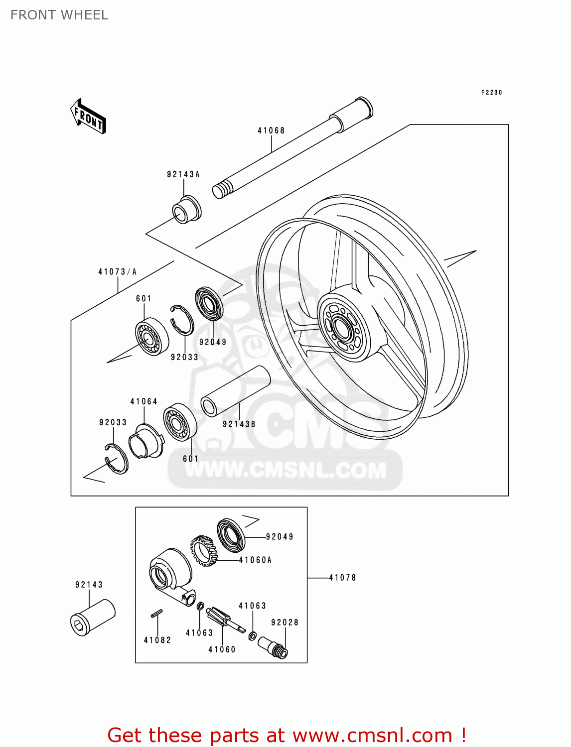 FRONT WHEEL ZX600E2 NINJA ZX6 1994 USA CALIFORNIA CANADA