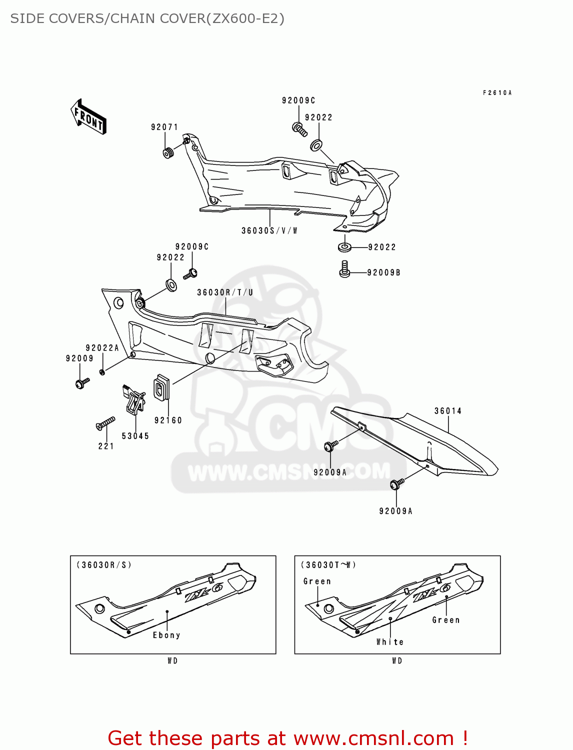 SIDE COVERS/CHAIN COVER(ZX600-E2) ZX600E2 NINJA ZX6 1994 USA CALIFORNIA CANADA