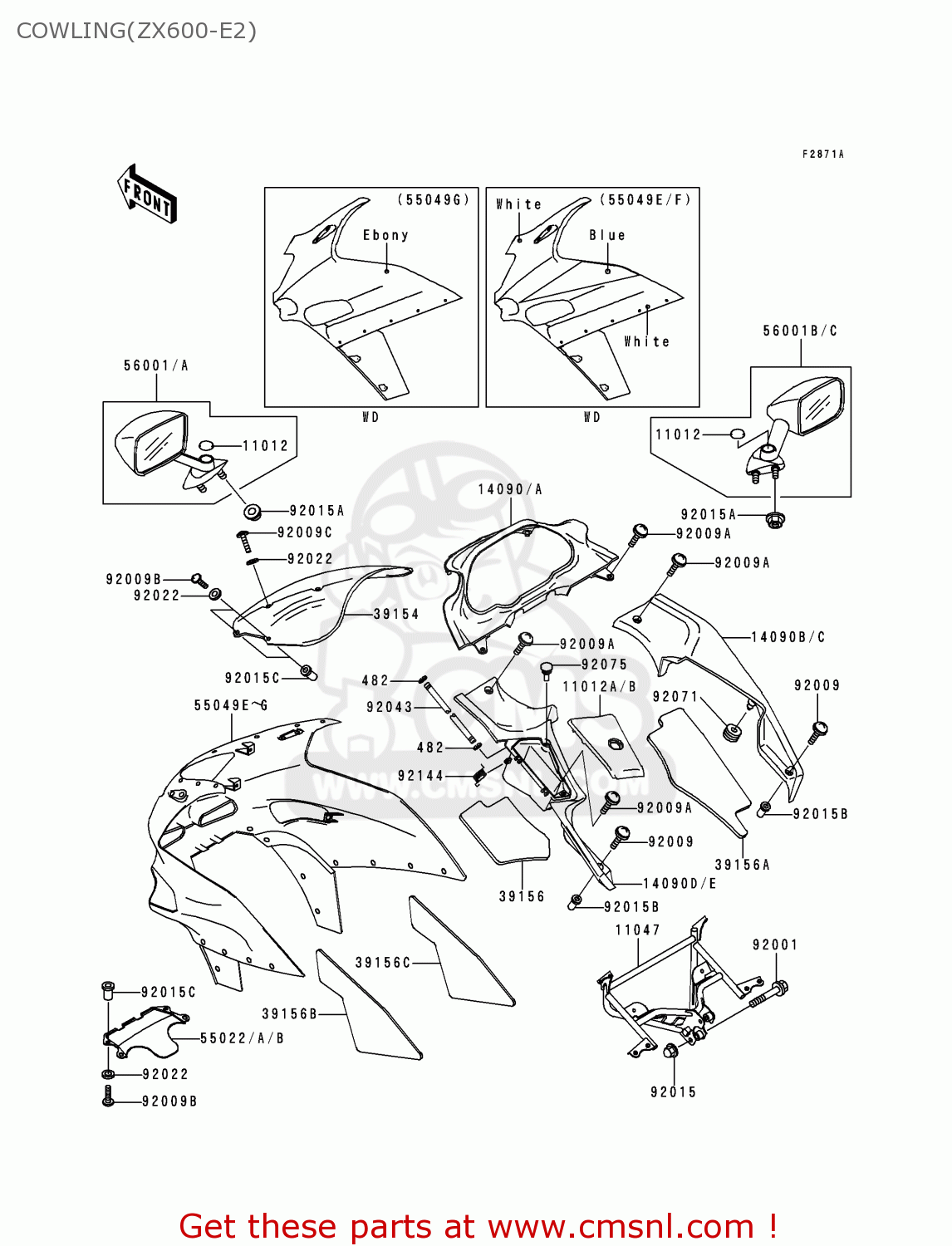 COWLING(ZX600-E2) ZX600E2 NINJA ZX6 1994 USA CALIFORNIA CANADA