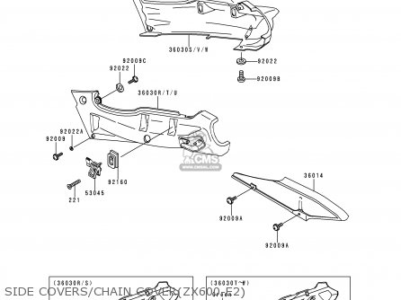 SIDE COVERS/CHAIN COVER(ZX600-E2) - ZX600E2 NINJA ZX6 1994 USA CALIFORNIA CANADA