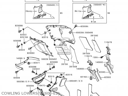 COWLING LOWERS(ZX600-E2) - ZX600E2 NINJA ZX6 1994 USA CALIFORNIA CANADA