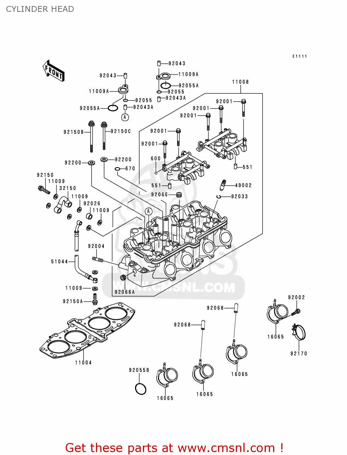 CYLINDER HEAD ZX600E2 ZZR600 1994 EUROPE UK FR NL AR FG GR IT NR SD SP ST