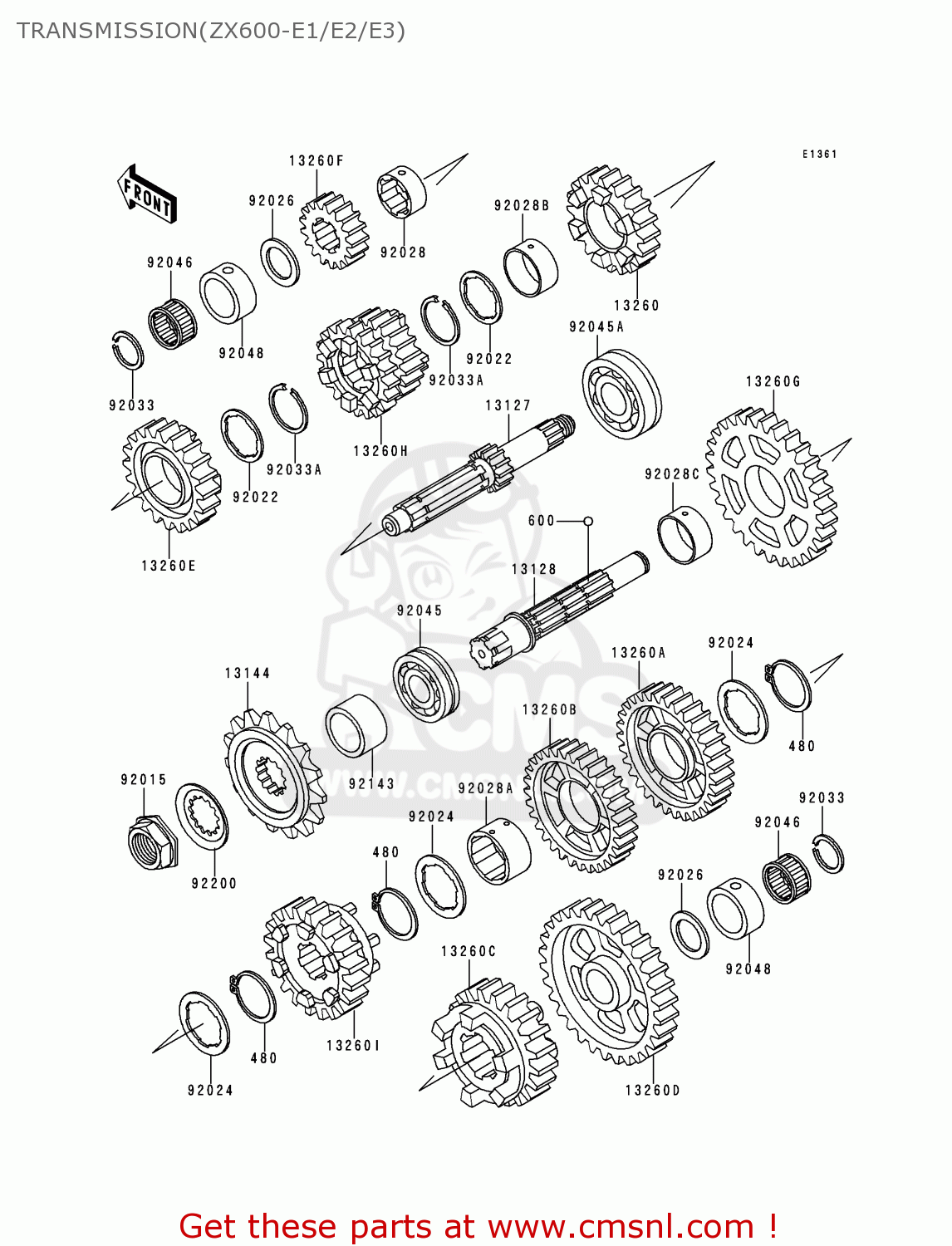 TRANSMISSION(ZX600-E1/E2/E3) ZX600E2 ZZR600 1994 EUROPE UK FR NL AR FG GR IT NR SD SP ST