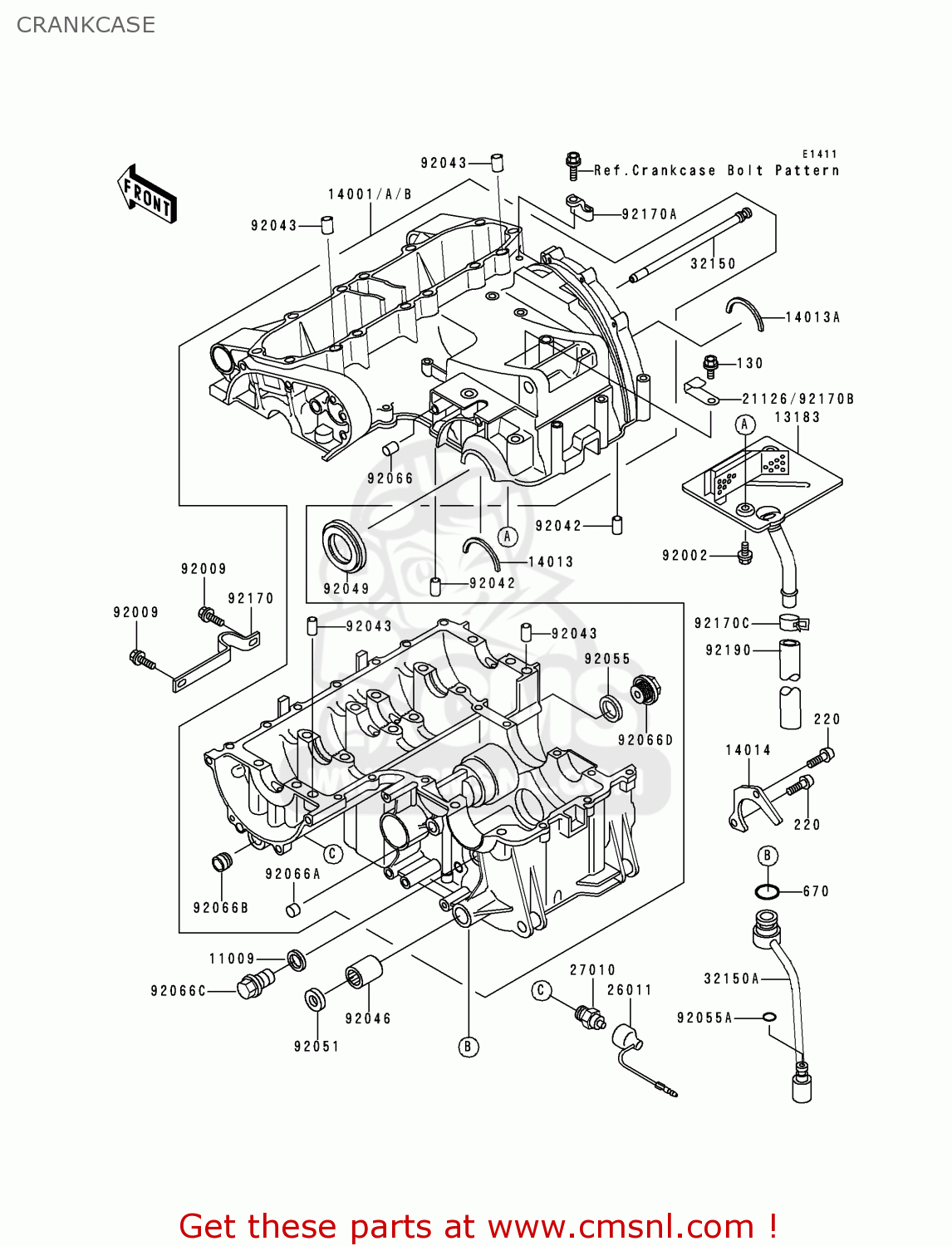 CRANKCASE ZX600E2 ZZR600 1994 EUROPE UK FR NL AR FG GR IT NR SD SP ST