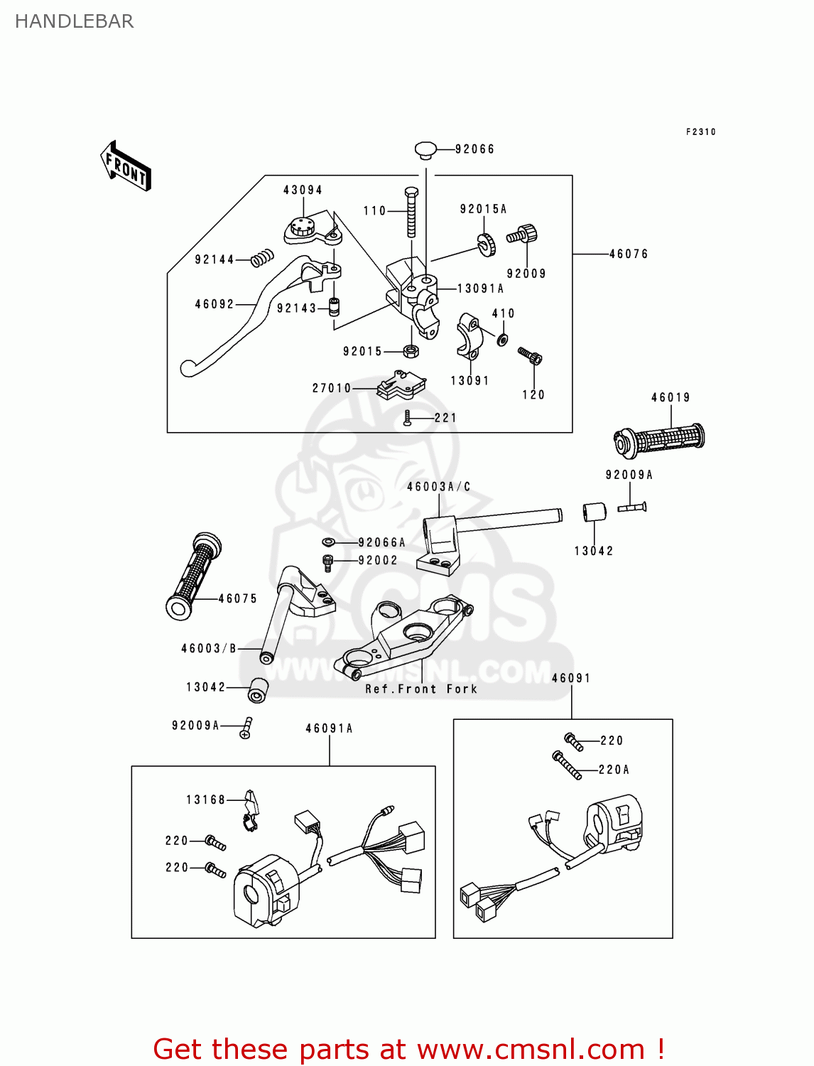 HANDLEBAR ZX600E2 ZZR600 1994 EUROPE UK FR NL AR FG GR IT NR SD SP ST