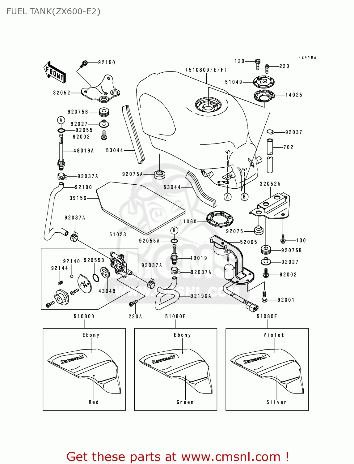 FUEL TANK(ZX600-E2) ZX600E2 ZZR600 1994 EUROPE UK FR NL AR FG GR IT NR SD SP ST