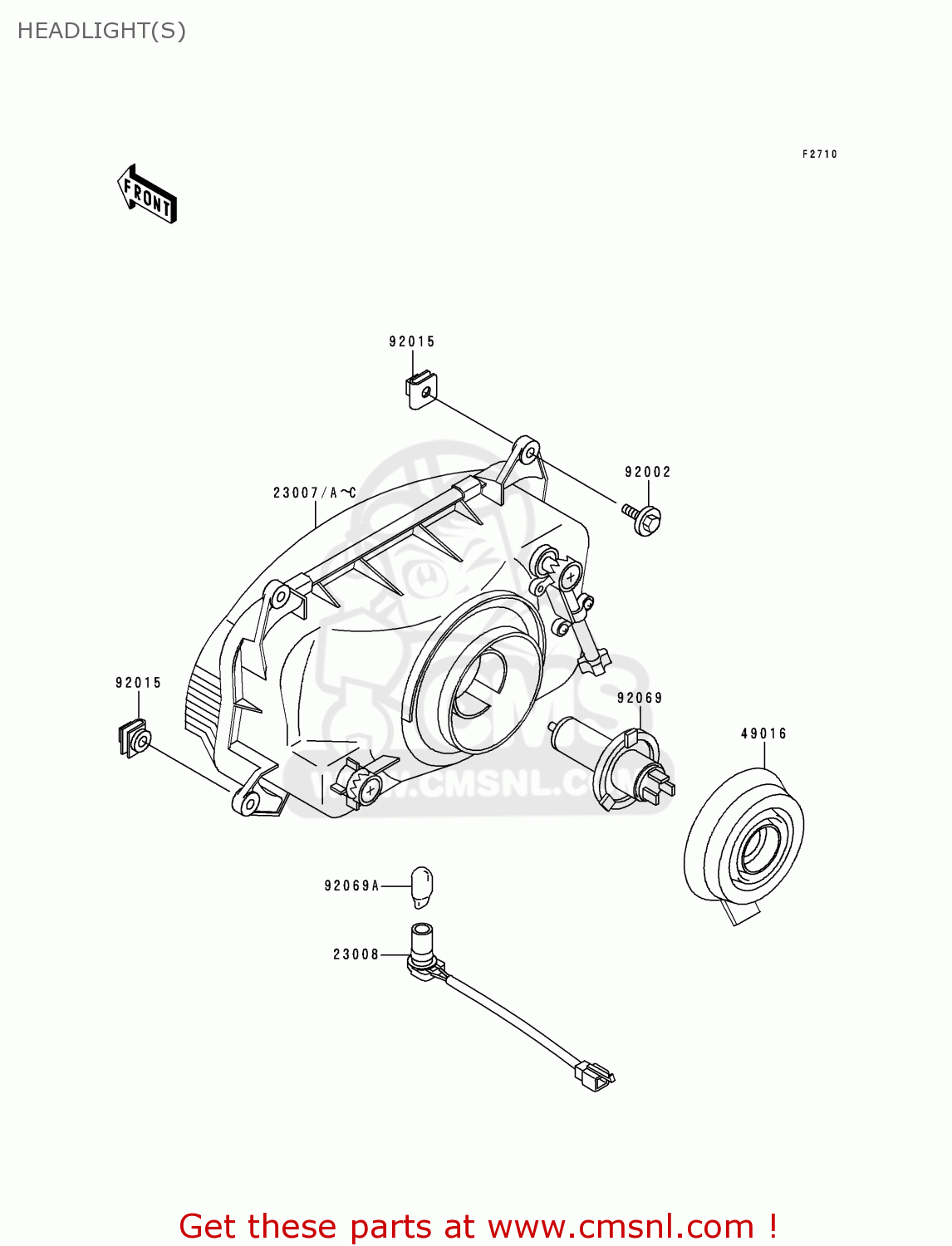 HEADLIGHT(S) ZX600E2 ZZR600 1994 EUROPE UK FR NL AR FG GR IT NR SD SP ST