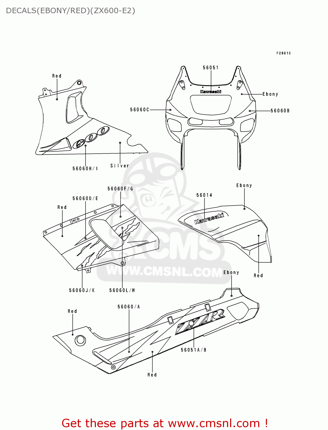 DECALS(EBONY/RED)(ZX600-E2) ZX600E2 ZZR600 1994 EUROPE UK FR NL AR FG GR IT NR SD SP ST