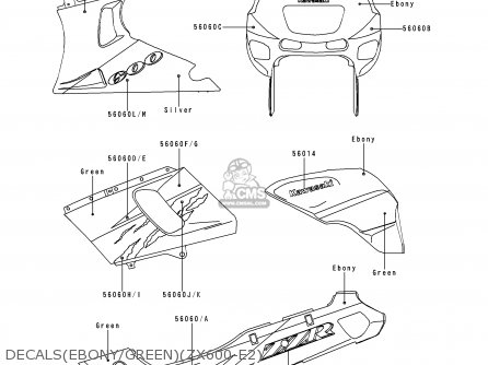 DECALS(EBONY/GREEN)(ZX600-E2) - ZX600E2 ZZR600 1994 EUROPE UK FR NL AR FG GR IT NR SD SP ST