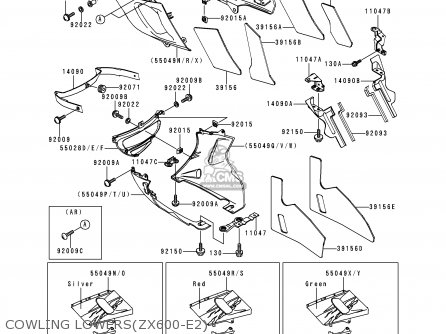COWLING LOWERS(ZX600-E2) - ZX600E2 ZZR600 1994 EUROPE UK FR NL AR FG GR IT NR SD SP ST