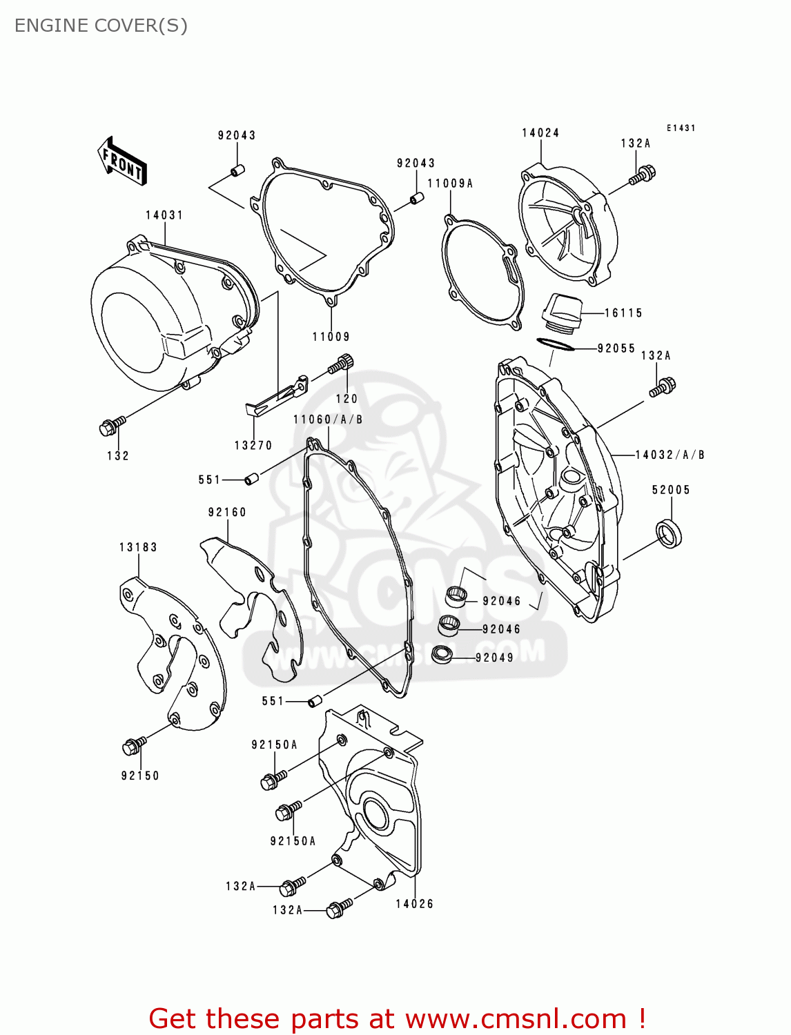 ENGINE COVER(S) ZX600E3 NINJA ZX6 1995 USA CALIFORNIA CANADA