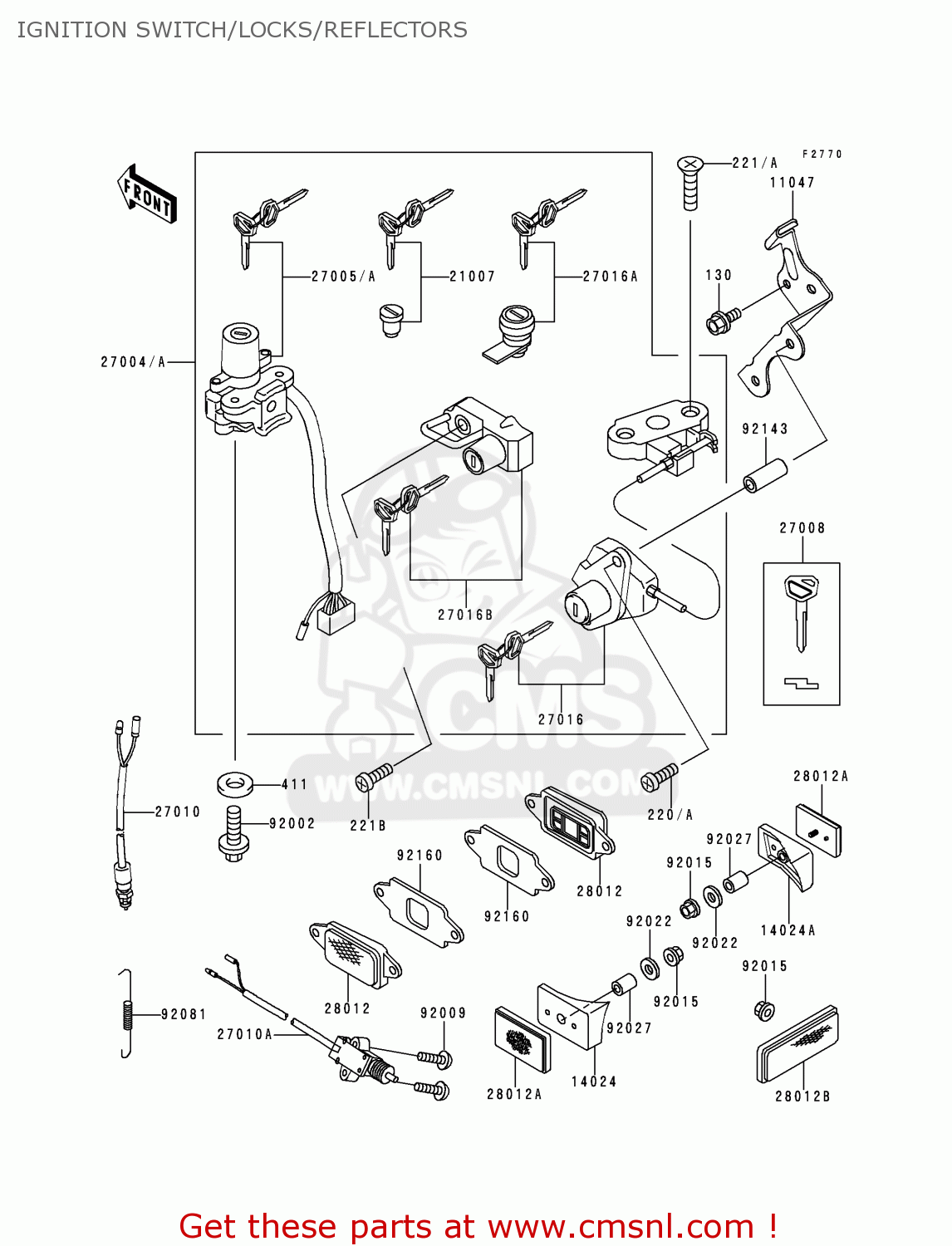 IGNITION SWITCH/LOCKS/REFLECTORS ZX600E3 NINJA ZX6 1995 USA CALIFORNIA CANADA