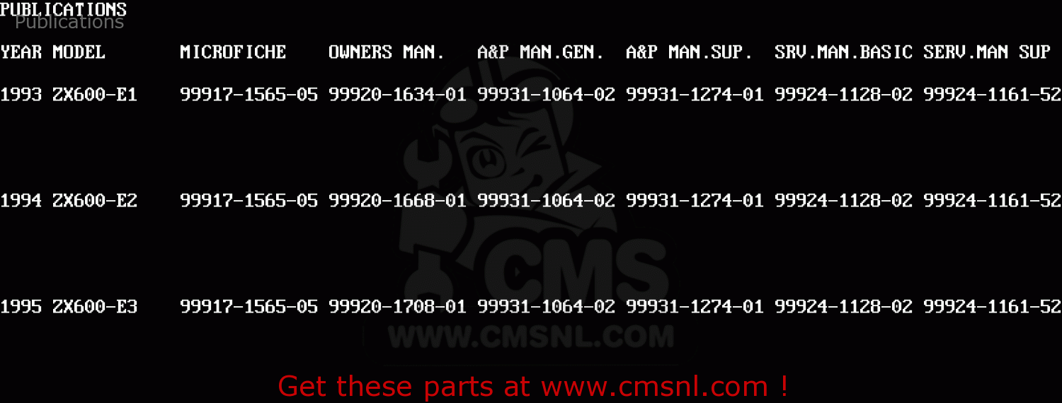 Publications ZX600E3 NINJA ZX6 1995 USA CALIFORNIA CANADA