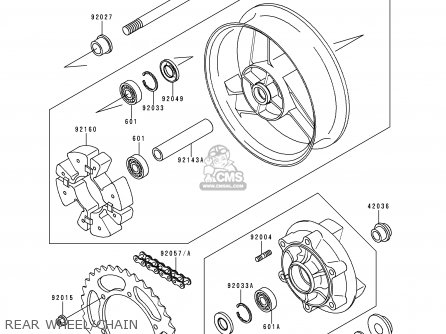 REAR WHEEL/CHAIN - ZX600E3 NINJA ZX6 1995 USA CALIFORNIA CANADA