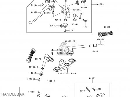 HANDLEBAR - ZX600E3 NINJA ZX6 1995 USA CALIFORNIA CANADA