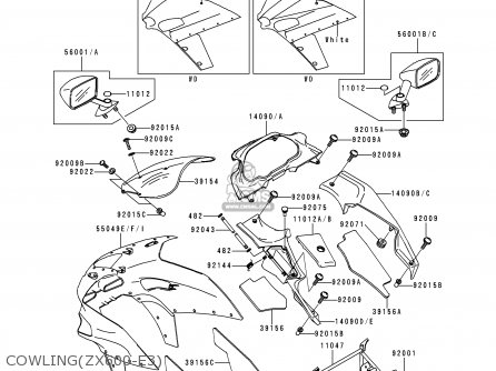 COWLING(ZX600-E3) - ZX600E3 NINJA ZX6 1995 USA CALIFORNIA CANADA