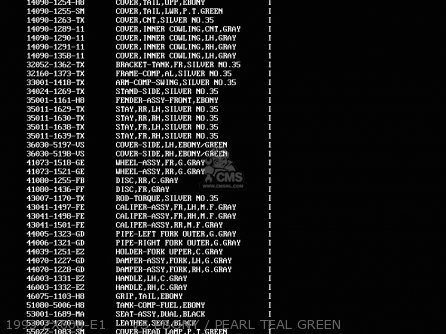 1993 ZX600-E1     VS EBONY / PEARL TEAL GREEN - ZX600E3 NINJA ZX6 1995 USA CALIFORNIA CANADA