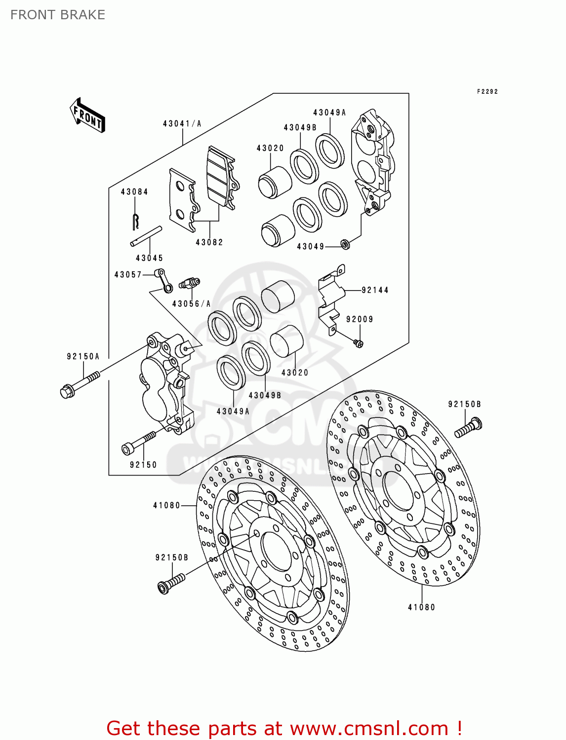 FRONT BRAKE ZX600E3 ZZR600 1995 EUROPE UK FR NL AR FG GR IT SD ST