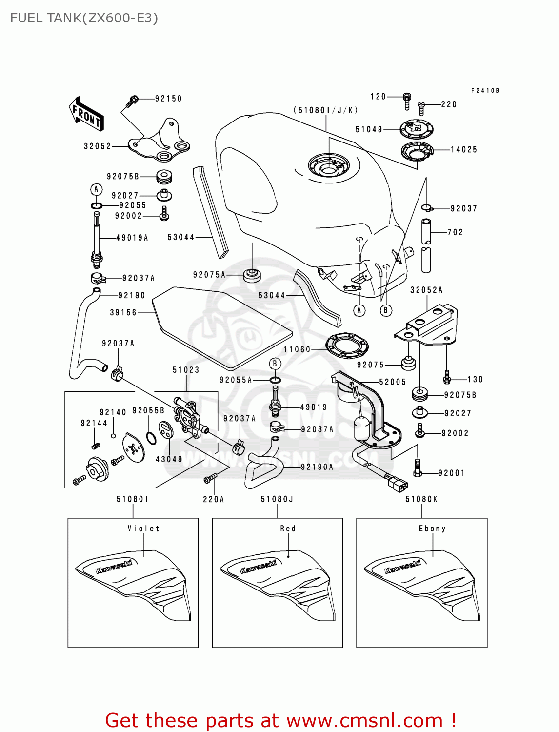 FUEL TANK(ZX600-E3) ZX600E3 ZZR600 1995 EUROPE UK FR NL AR FG GR IT SD ST