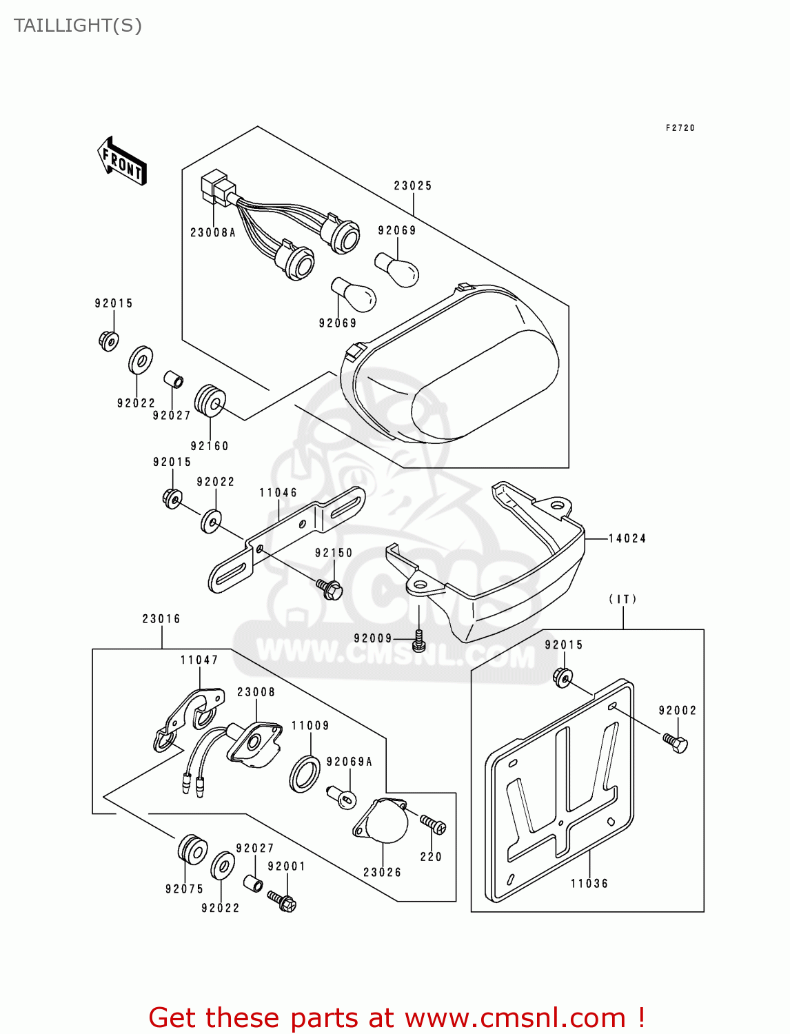 TAILLIGHT(S) ZX600E3 ZZR600 1995 EUROPE UK FR NL AR FG GR IT SD ST