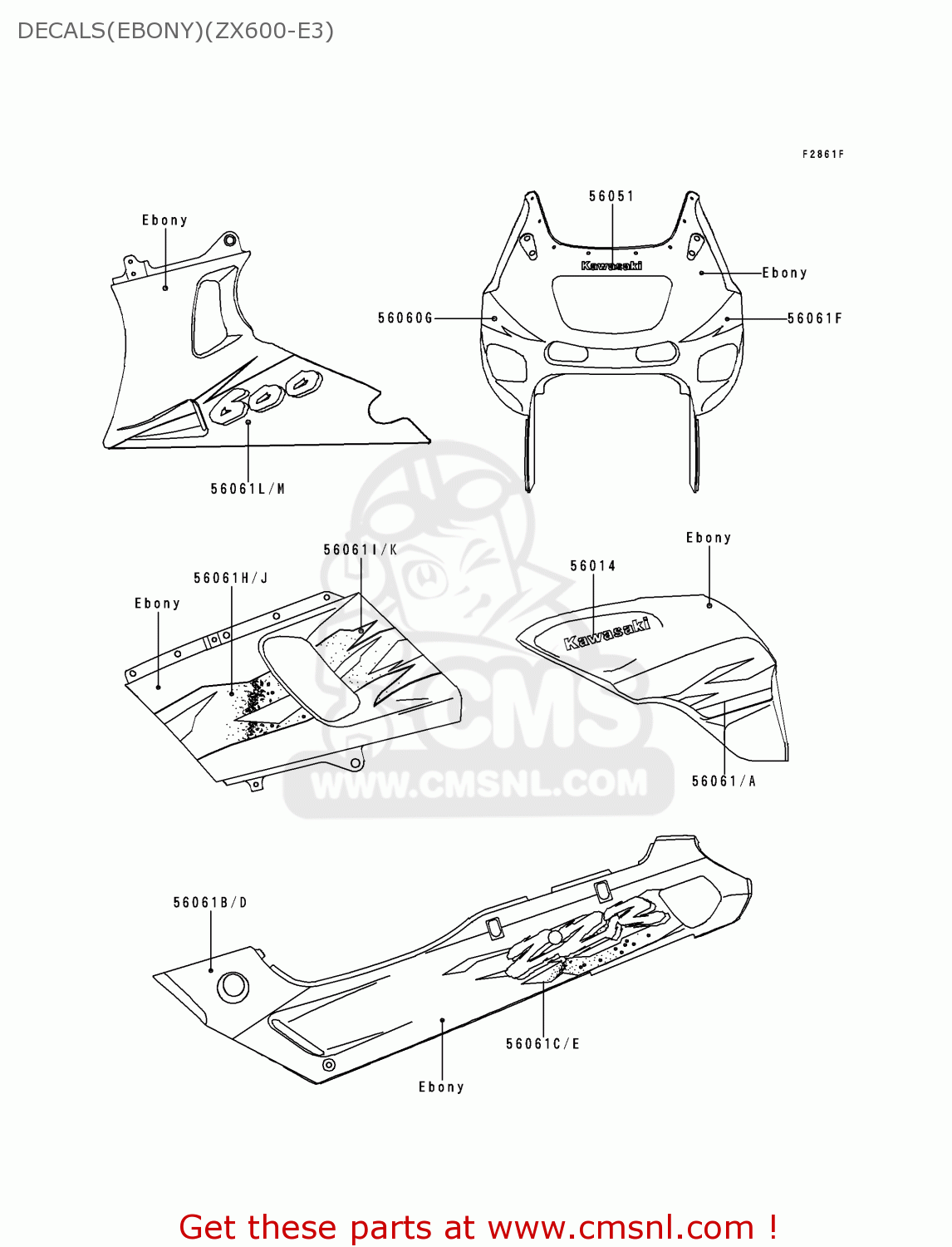 DECALS(EBONY)(ZX600-E3) ZX600E3 ZZR600 1995 EUROPE UK FR NL AR FG GR IT SD ST