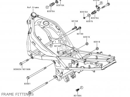 FRAME FITTINGS - ZX600E3 ZZR600 1995 EUROPE UK FR NL AR FG GR IT SD ST