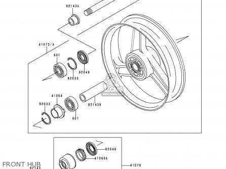 FRONT HUB - ZX600E3 ZZR600 1995 EUROPE UK FR NL AR FG GR IT SD ST