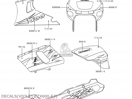 DECALS(VIOLET)(ZX600-E3) - ZX600E3 ZZR600 1995 EUROPE UK FR NL AR FG GR IT SD ST