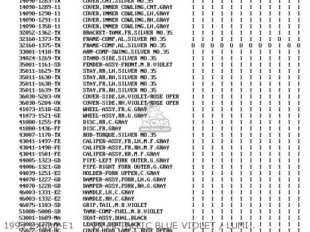 1993 ZX600-E1     VX METALLIC BLUE VIOLET / LUMINOUS ROSE OP - ZX600E3 ZZR600 1995 EUROPE UK FR NL AR FG GR IT SD ST