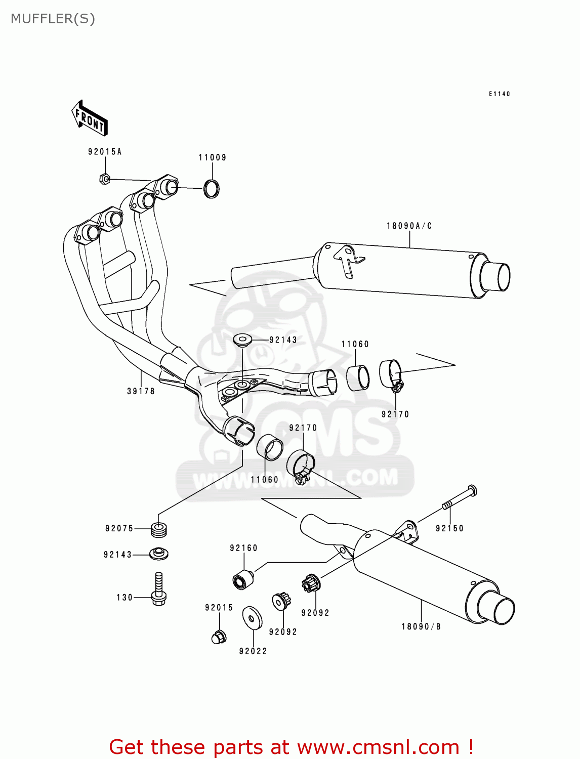 MUFFLER(S) ZX600E4 NINJA ZX6 1996 USA CALIFORNIA CANADA