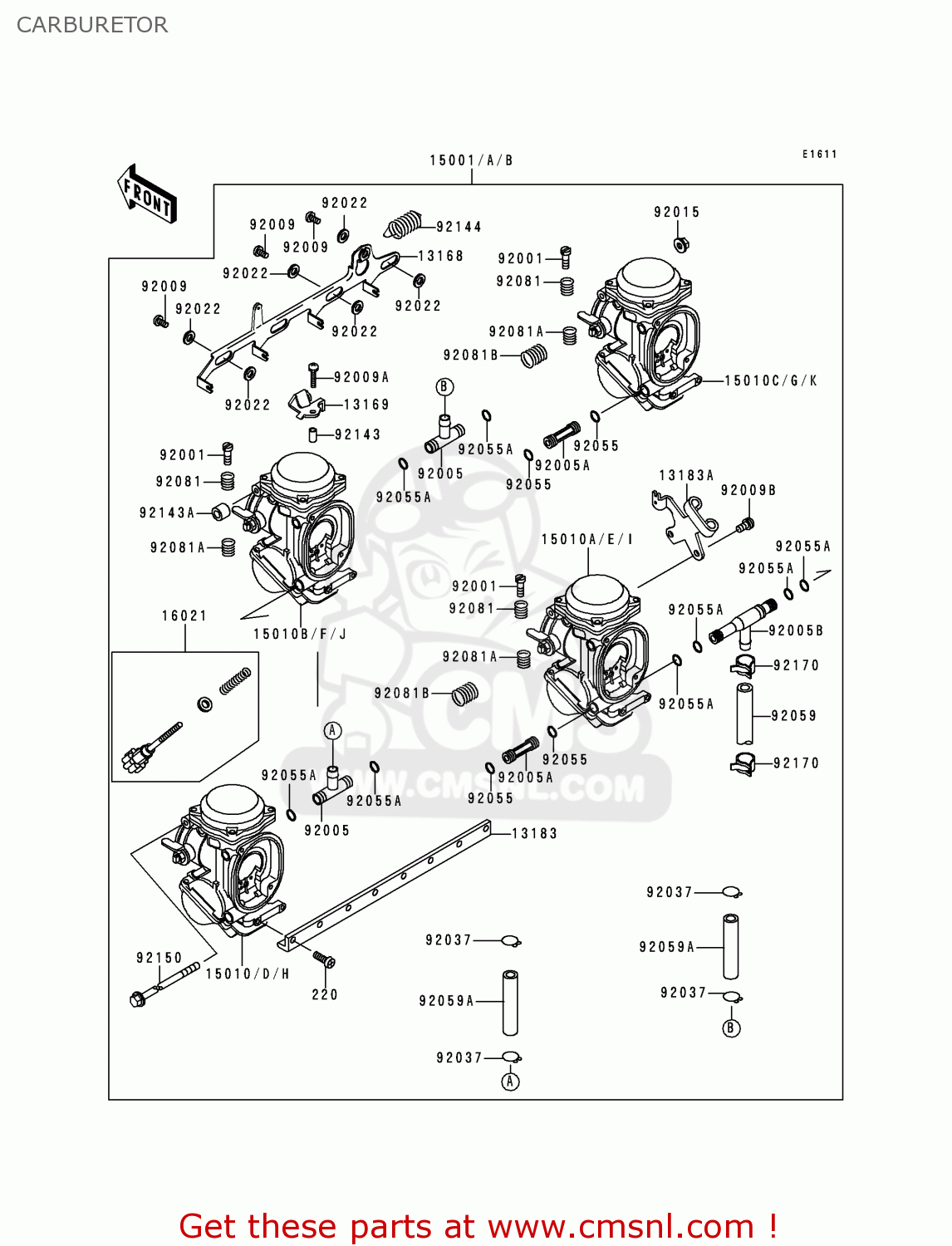 CARBURETOR ZX600E4 NINJA ZX6 1996 USA CALIFORNIA CANADA
