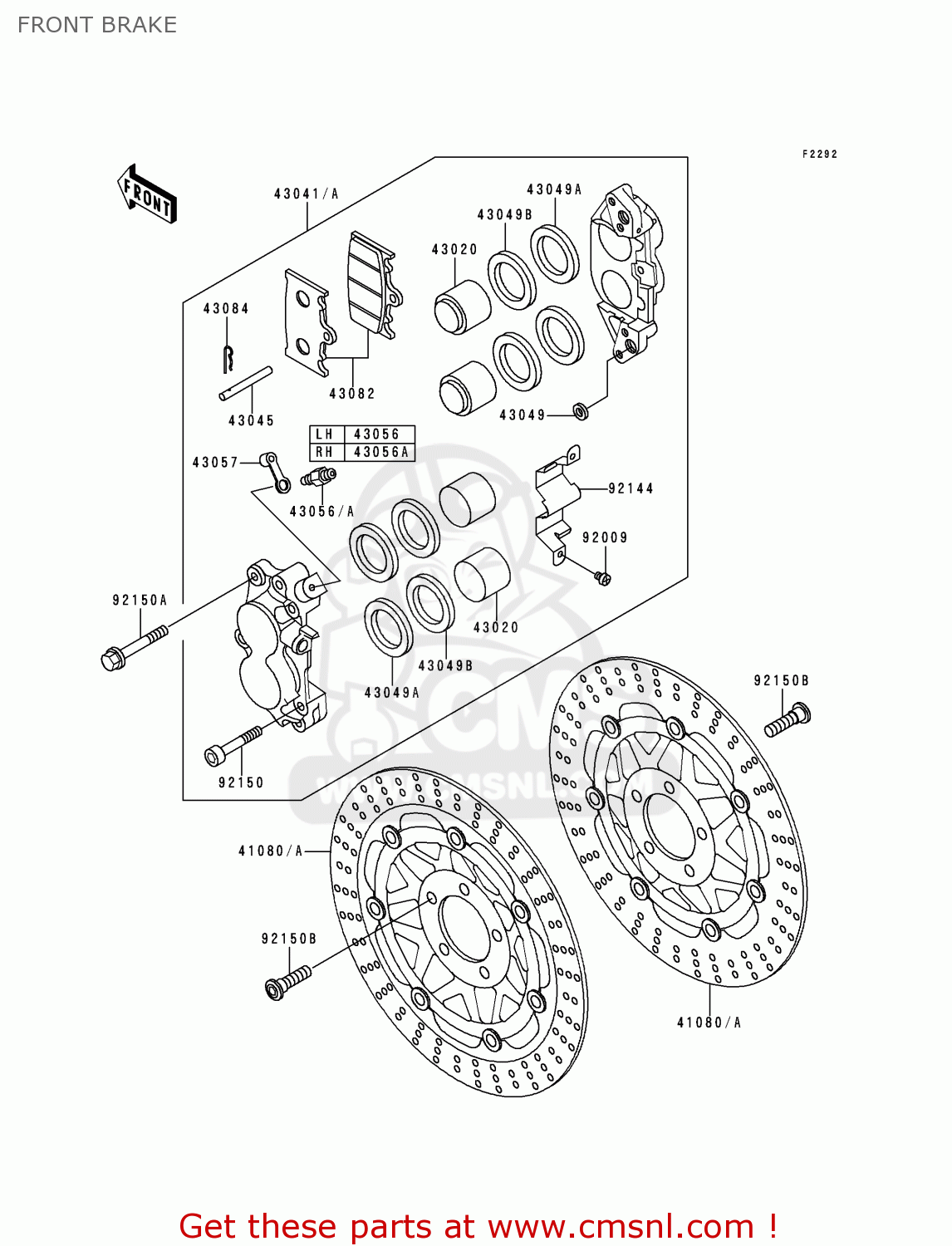 FRONT BRAKE ZX600E4 NINJA ZX6 1996 USA CALIFORNIA CANADA