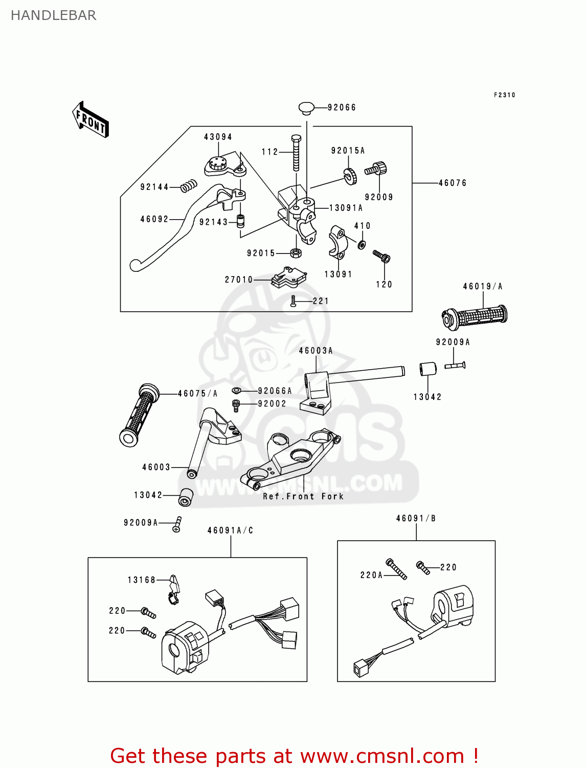 HANDLEBAR ZX600E4 NINJA ZX6 1996 USA CALIFORNIA CANADA
