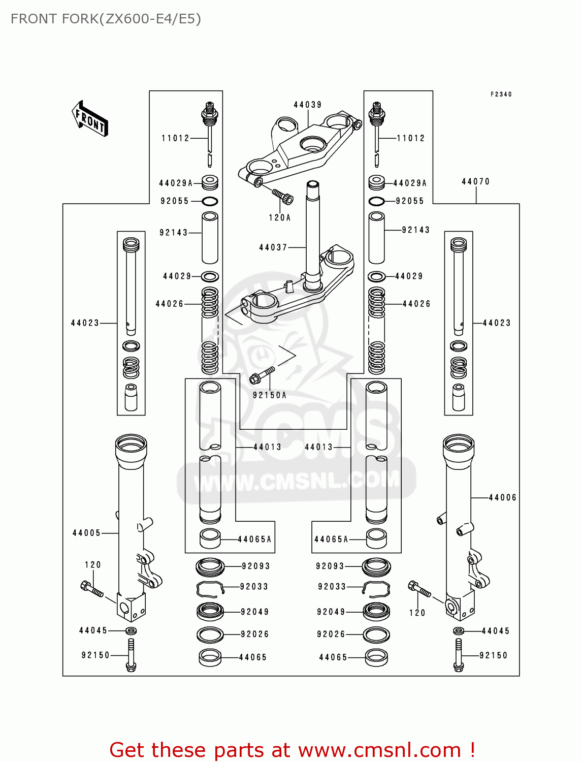 FRONT FORK(ZX600-E4/E5) ZX600E4 NINJA ZX6 1996 USA CALIFORNIA CANADA