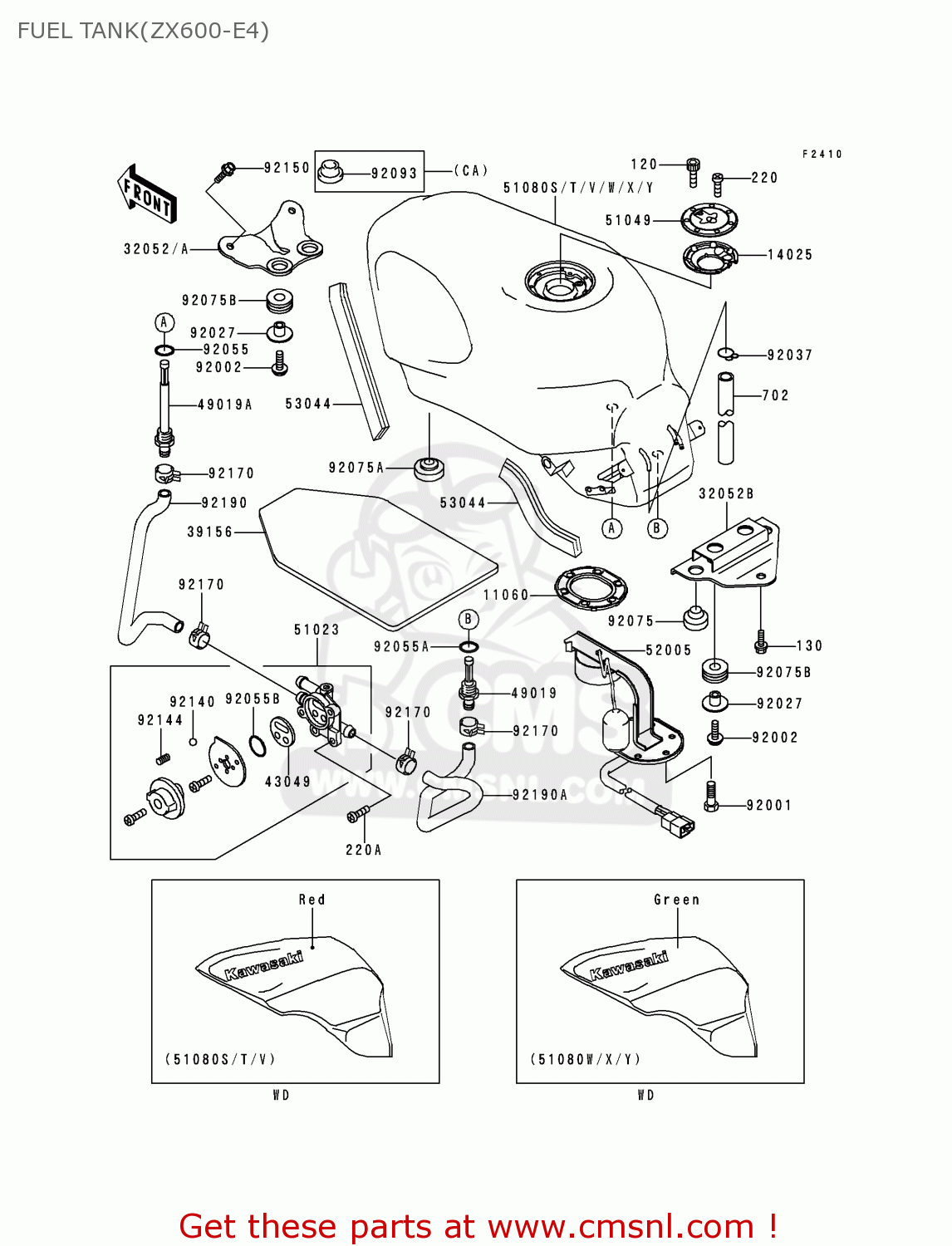 FUEL TANK(ZX600-E4) ZX600E4 NINJA ZX6 1996 USA CALIFORNIA CANADA