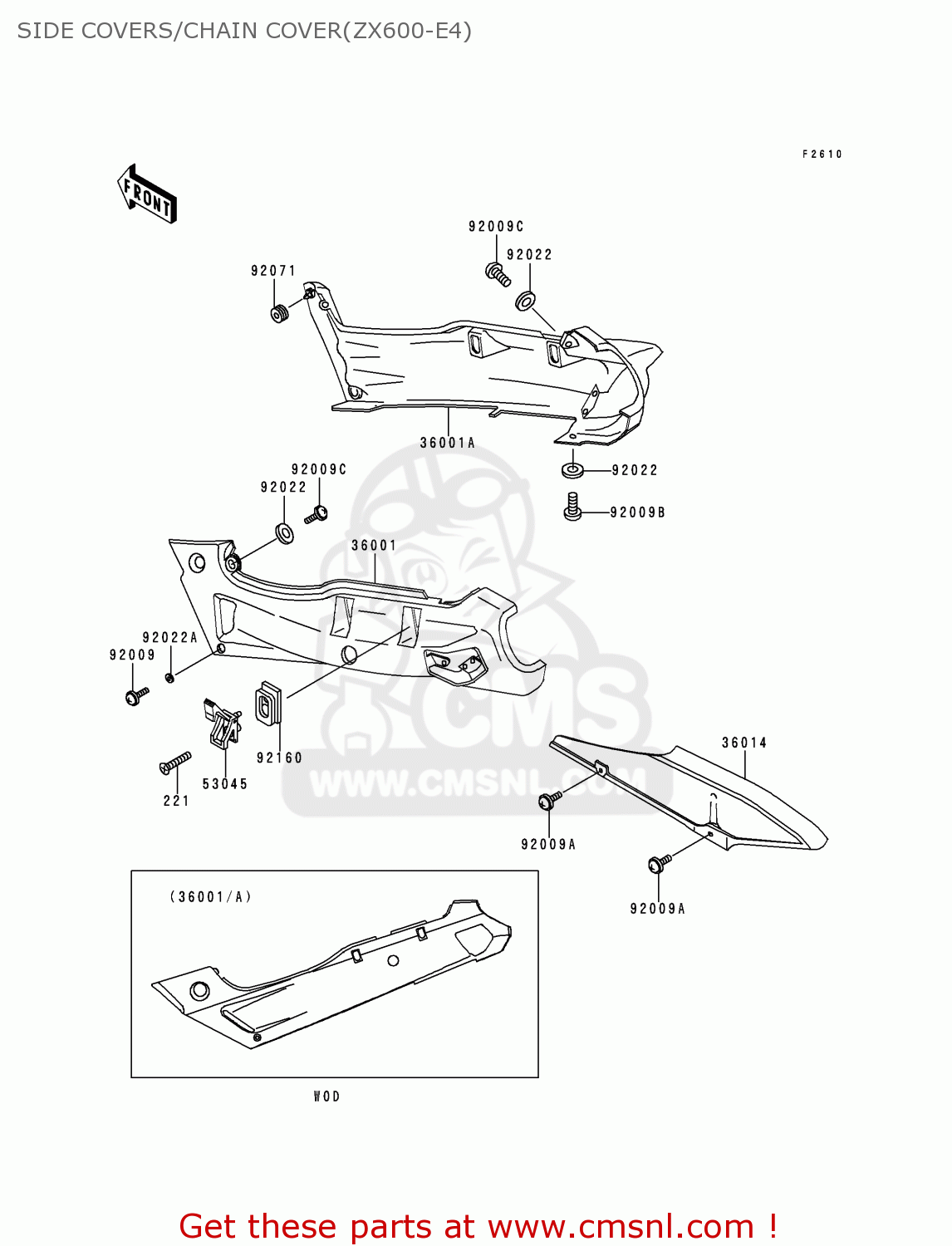 SIDE COVERS/CHAIN COVER(ZX600-E4) ZX600E4 NINJA ZX6 1996 USA CALIFORNIA CANADA