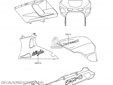 DECALS(RED)(ZX600-E4) - ZX600E4 NINJA ZX6 1996 USA CALIFORNIA CANADA
