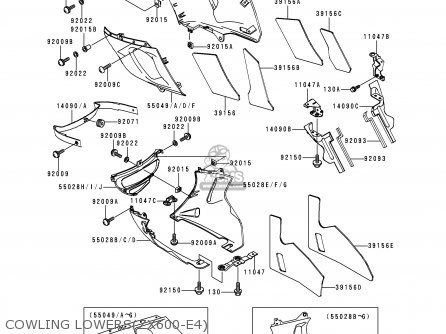 COWLING LOWERS(ZX600-E4) - ZX600E4 NINJA ZX6 1996 USA CALIFORNIA CANADA